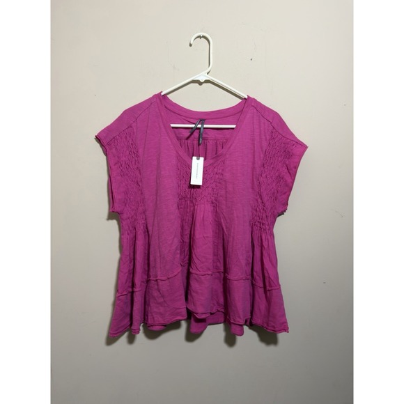 Anthropologie Tops - NWT Women's Anthropologie Smocked  Flowy Peasant Top  Hot Pink Small